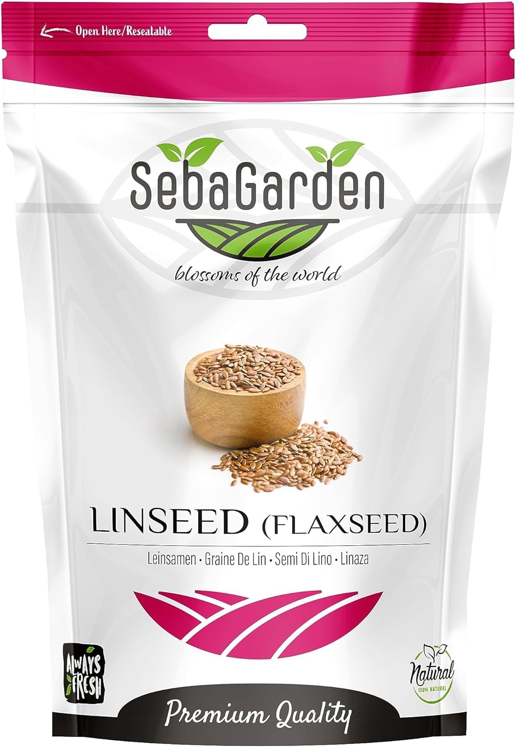 Seba Garden Whole Flax Seed (Linseeds) - 1 kg Premium Grade | Non GMO