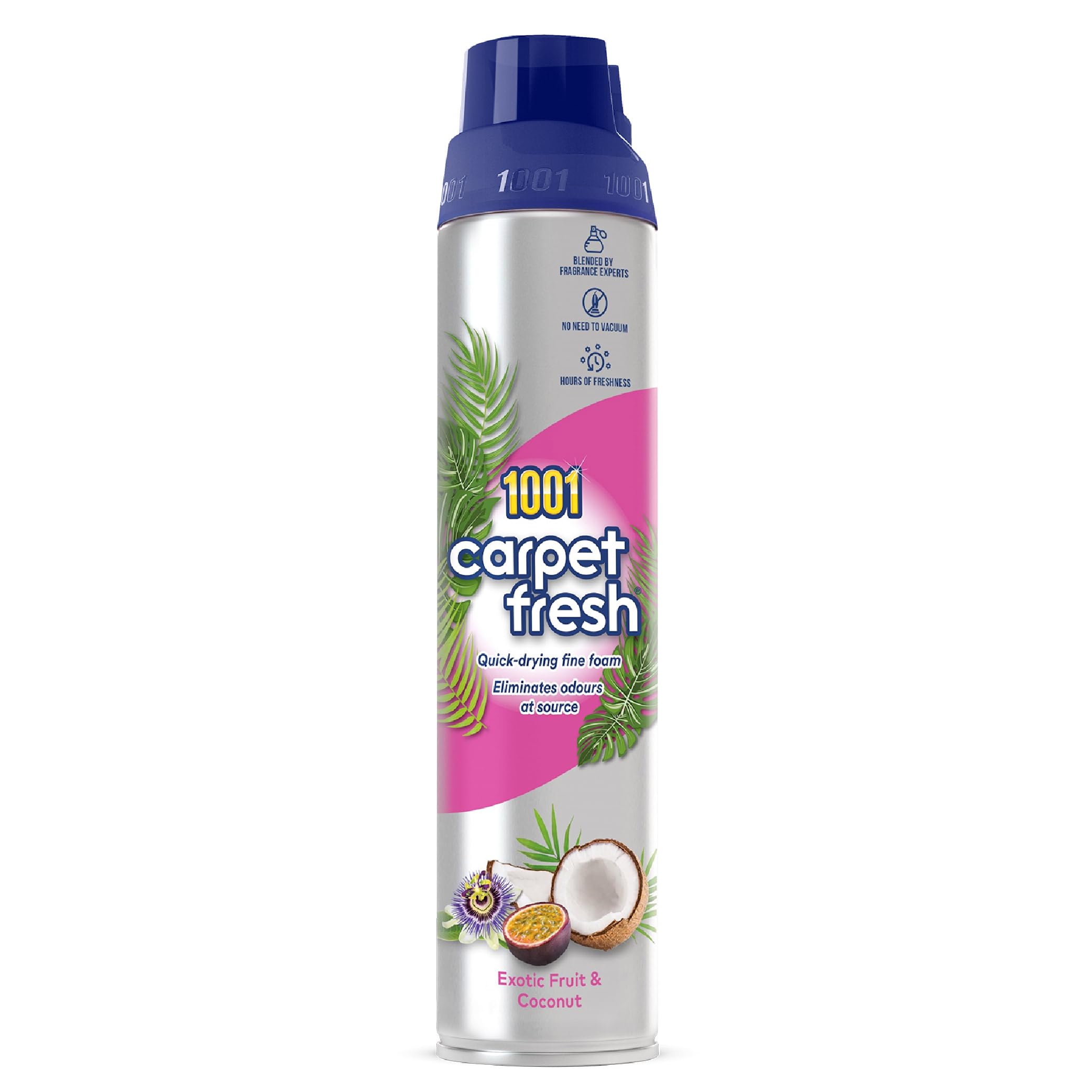 1001 Carpet Fresh Exotic Fruit & Coconut Deodoriser - 300ml | Quick Drying Foam | Odour Neutraliser