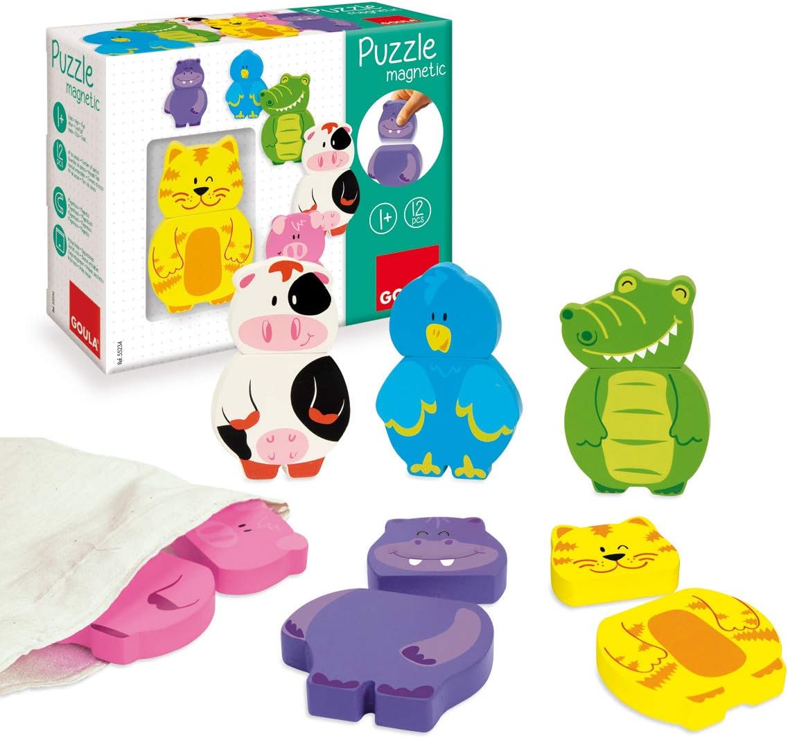 Goula Magnetic Interchangeable Puzzle - Educational Wooden Animal Puzzle for Toddlers 12 Months+ 3