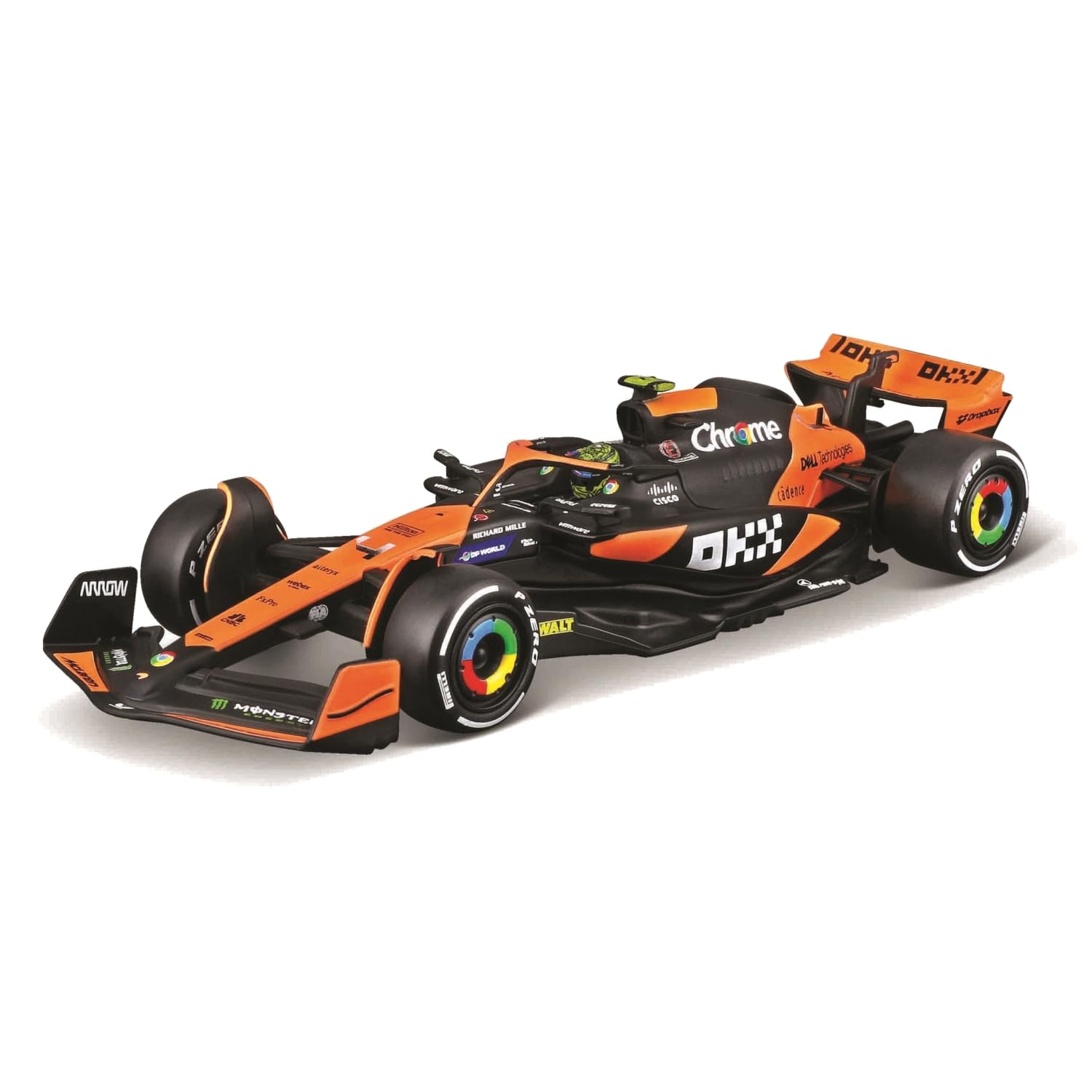 Bburago McLaren MCL38 (2024) Norris #4 F1 Car with Helmet - 1:43 Scale Diecast