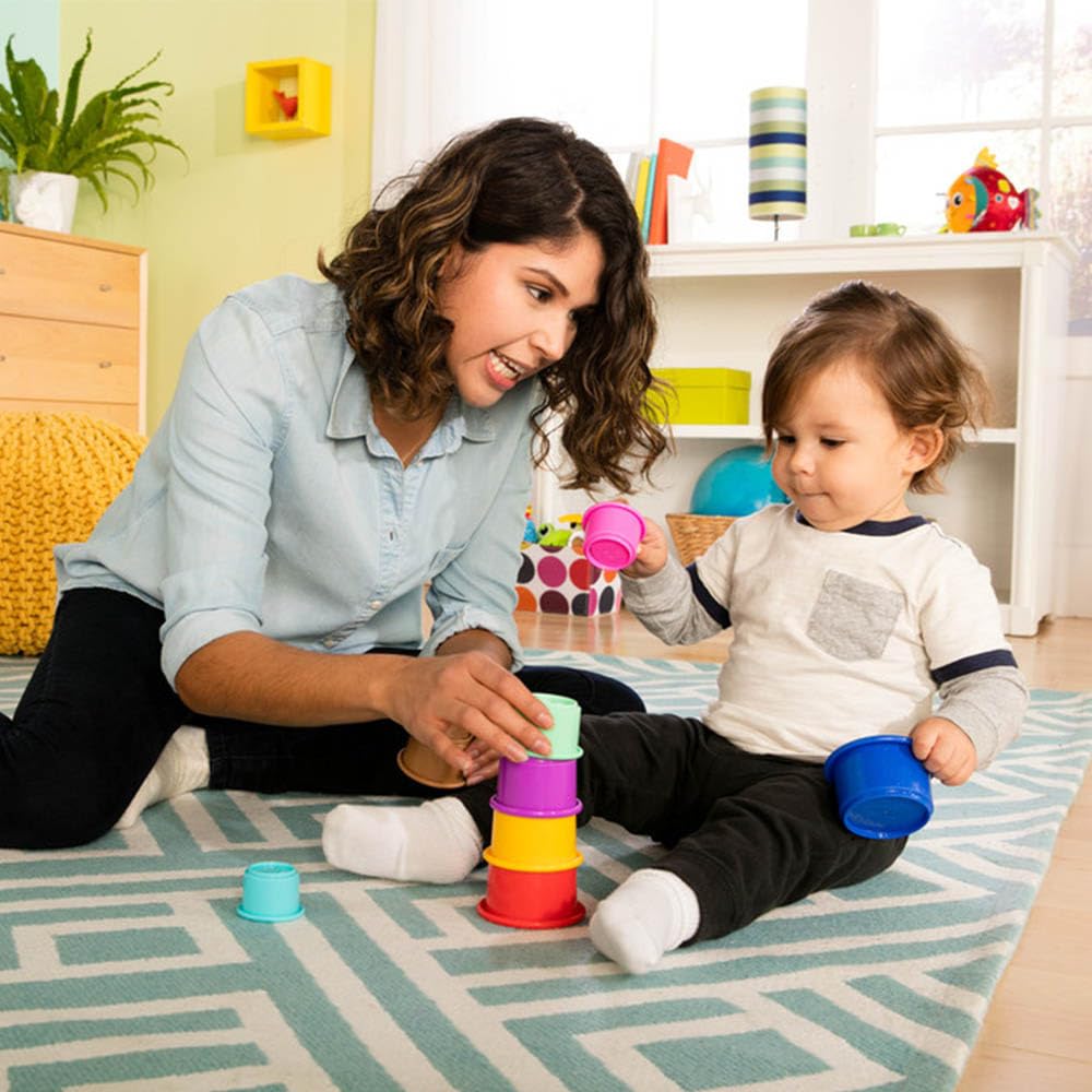 Lamaze Pile and Play Stacking Cups - 8-Piece Colorful Nesting Toy Set with Numbers for Counting 3