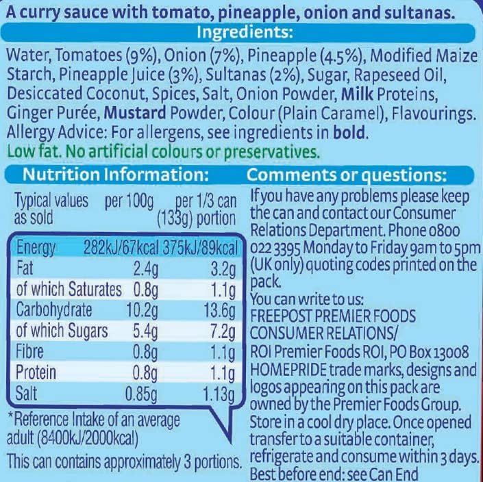 Homepride Classic Recipe Curry Sauce, 400g Can 4