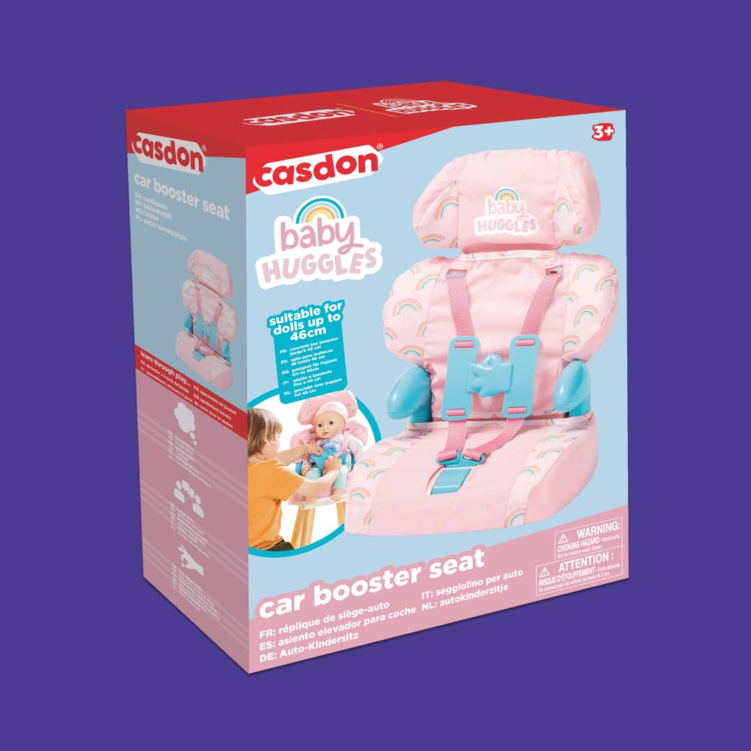 Casdon Baby Huggles Car Booster Seat - Pink Doll Playset for Ages 3+ 3