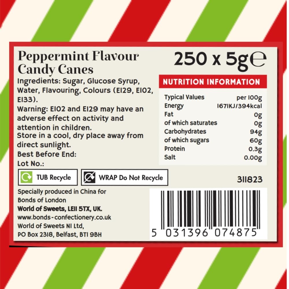Bonds of London - Peppermint Flavour Mini Candy Canes 8