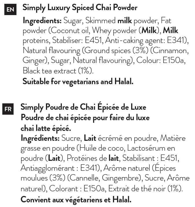 Simply - Luxury Spiced Chai Powder for Latte, Rich Aromatic Blend
