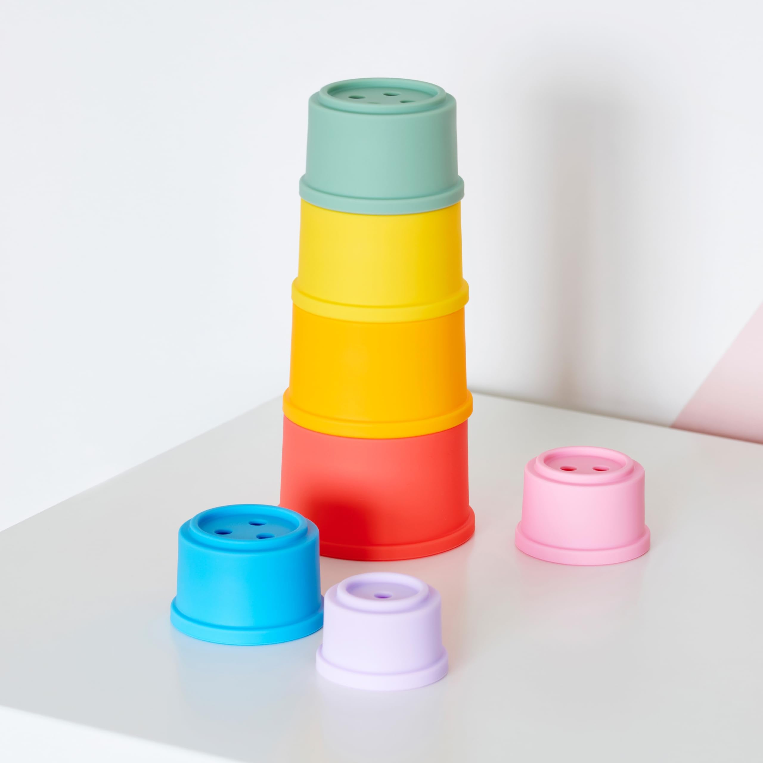 tickit Silisoft Round Colourful Stacking Cups - 7 Soft Silicone Cups for Sensory & Motor Skill Development 3