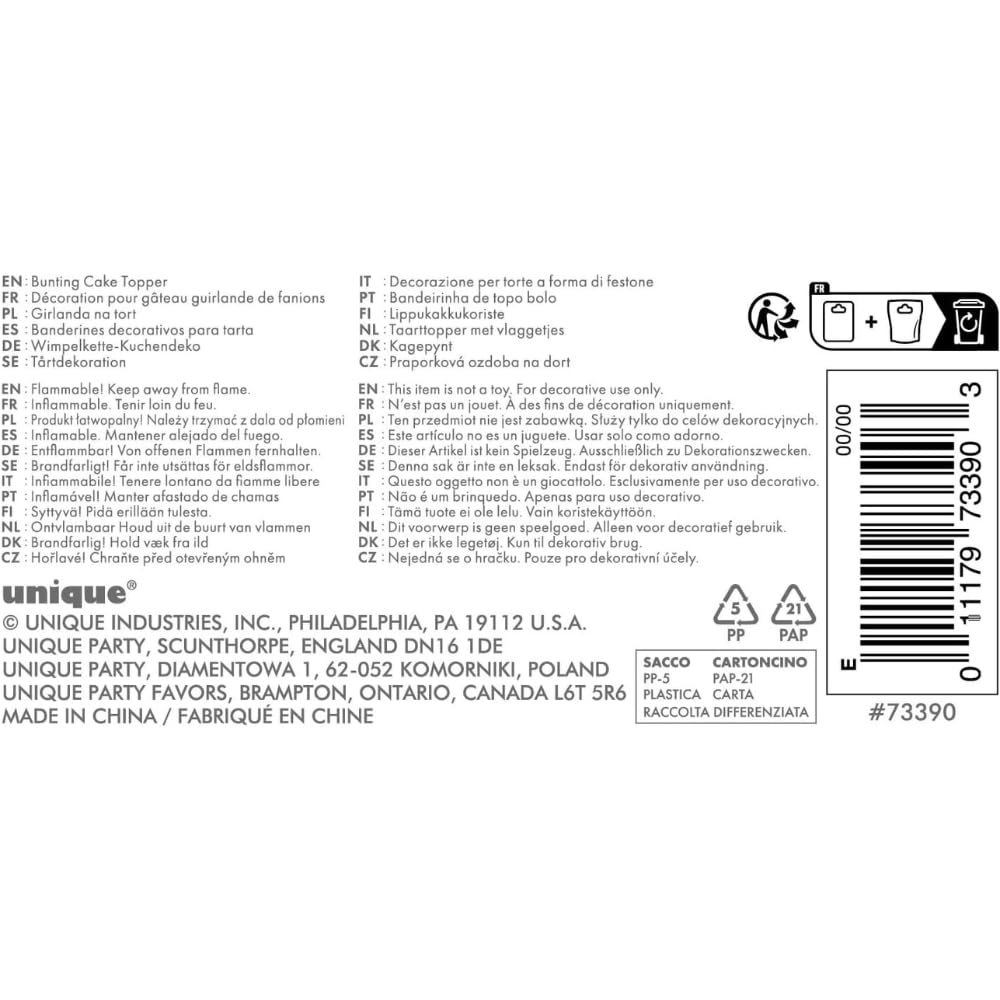 Unique It's a Boy Premium Blue Baby Shower Bunting Cake Topper (13cm x 23cm) 4