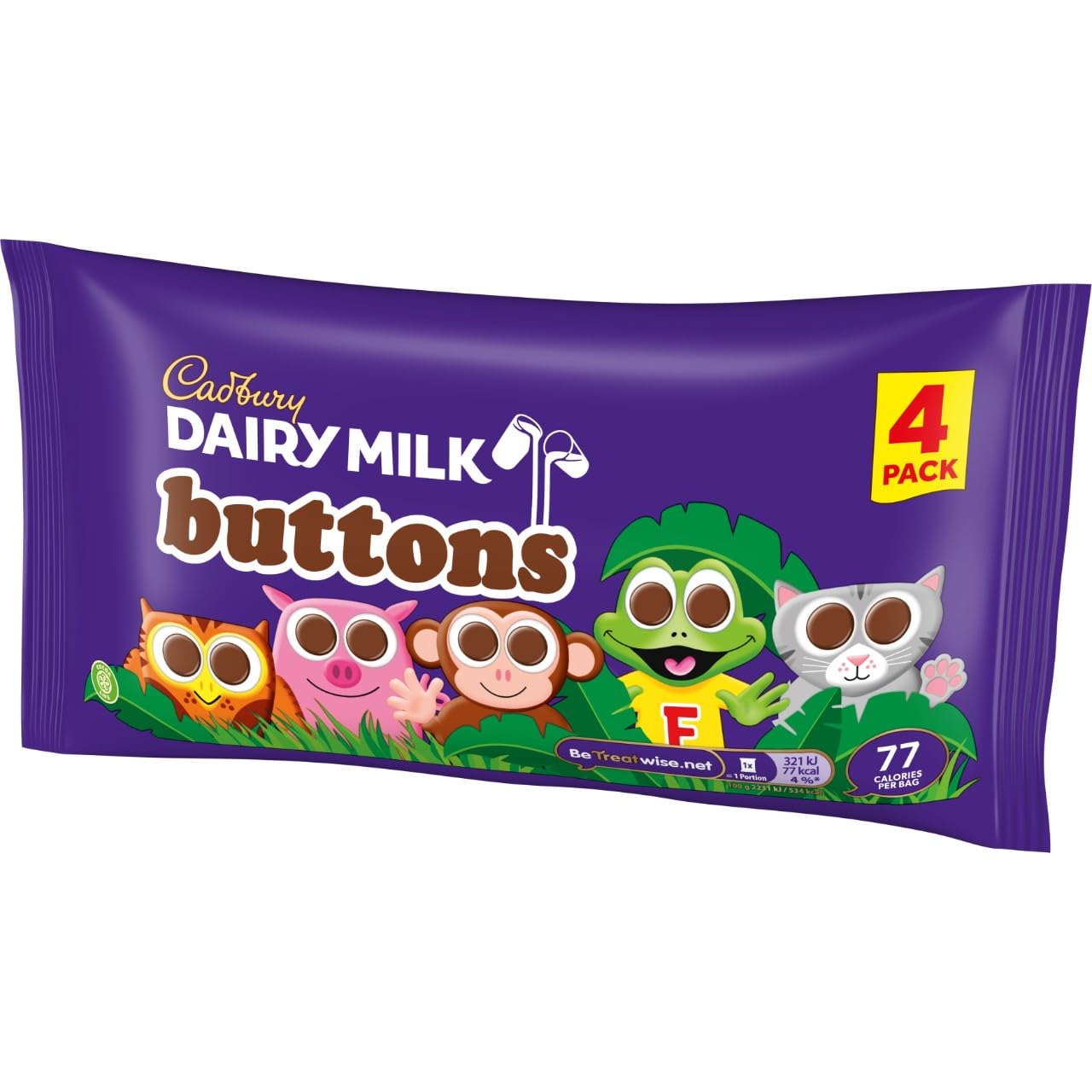 Cadbury Dairy Milk Chocolate Buttons, Treatsize Bags, 14 g (Pack of 4)