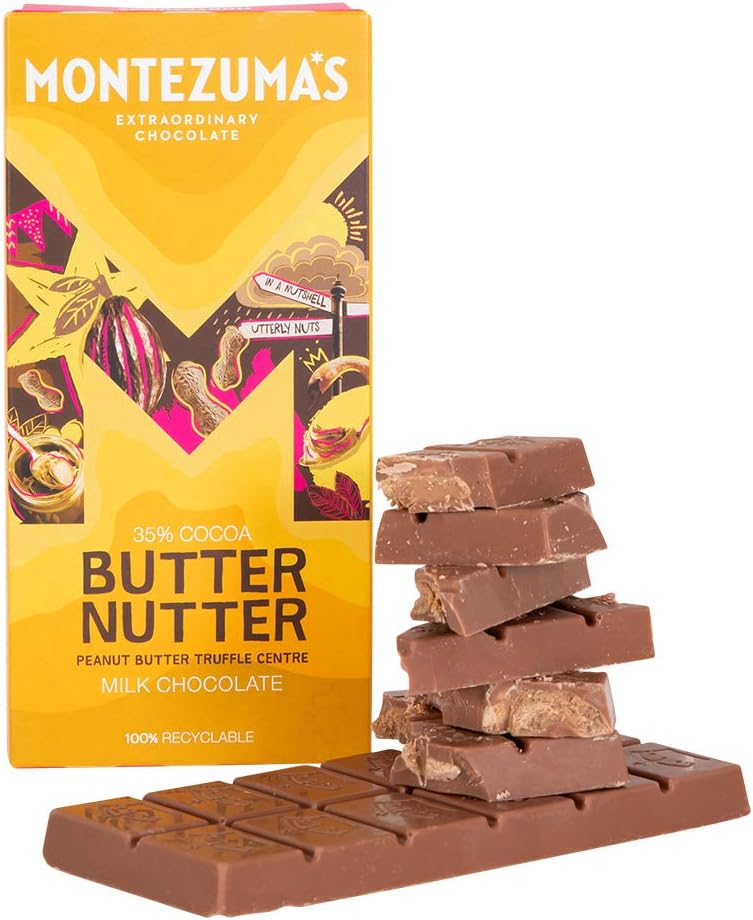 Montezuma - Butter Nutter 35% Cocoa Milk Chocolate with Peanut Butter Truffle Centre, 90g Bar