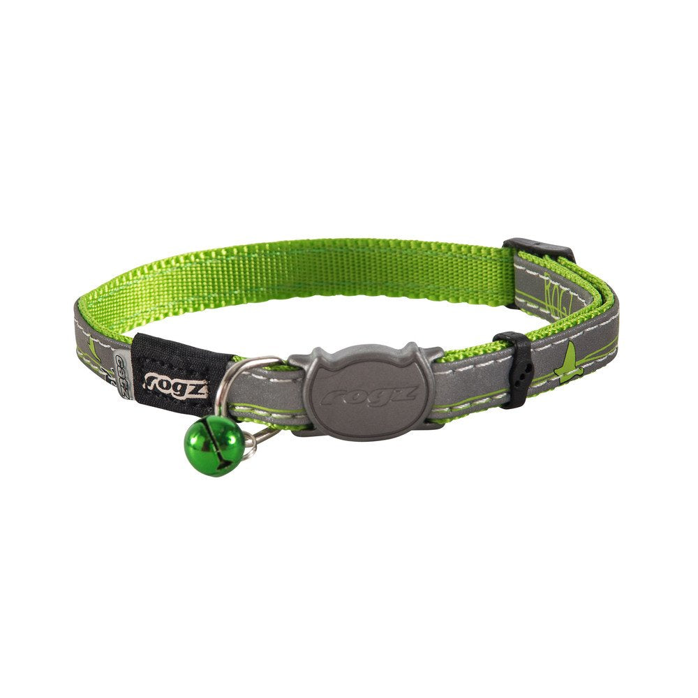 Rogz Catz NightCat Collar - Lime | Reflective | Adjustable | Adult Cats