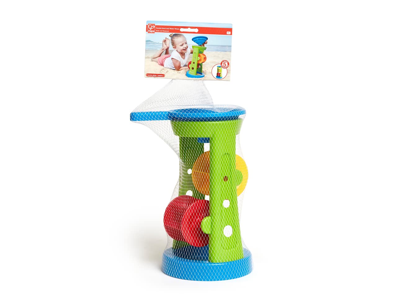 Hape E4046 Double Sand and Water Wheel - Educational Beach & Bath Toy for Toddlers 5