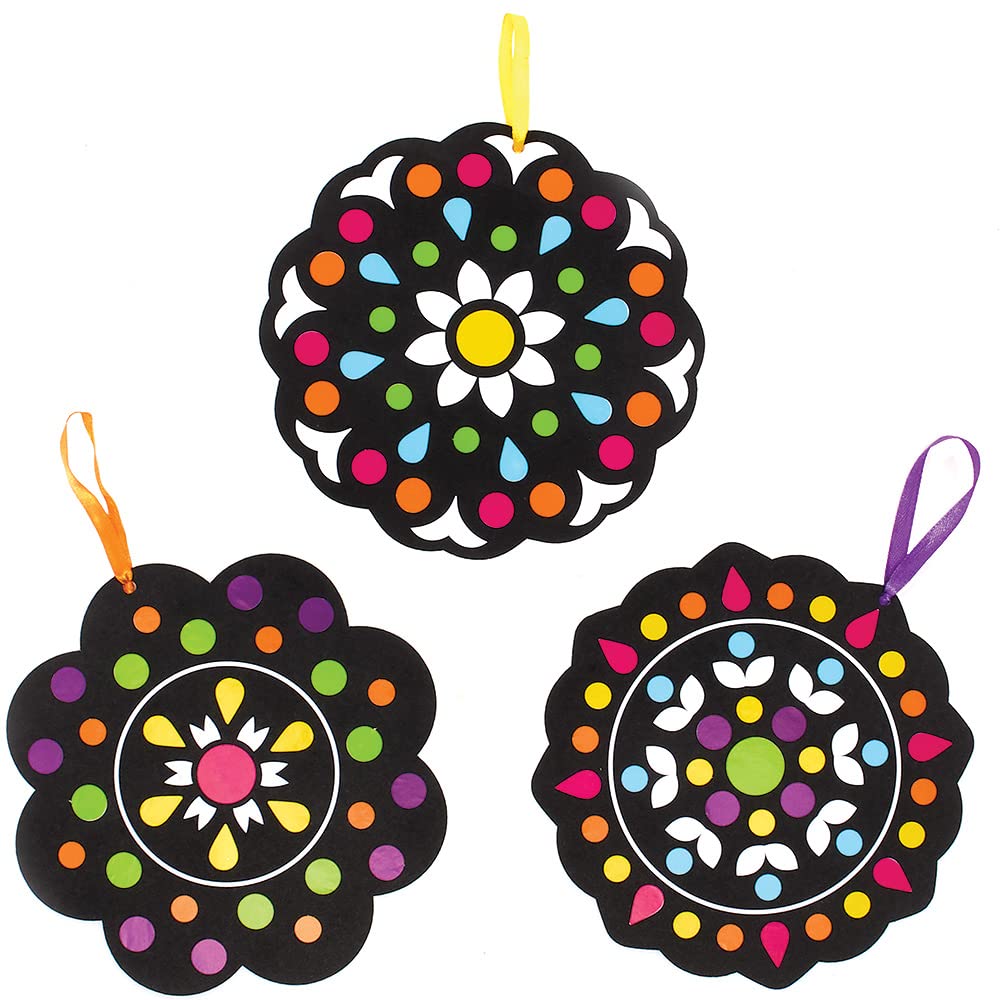 Baker Ross FX232 Rangoli Dotty Art Decorations - Pack of 12 Sticker Craft Kit