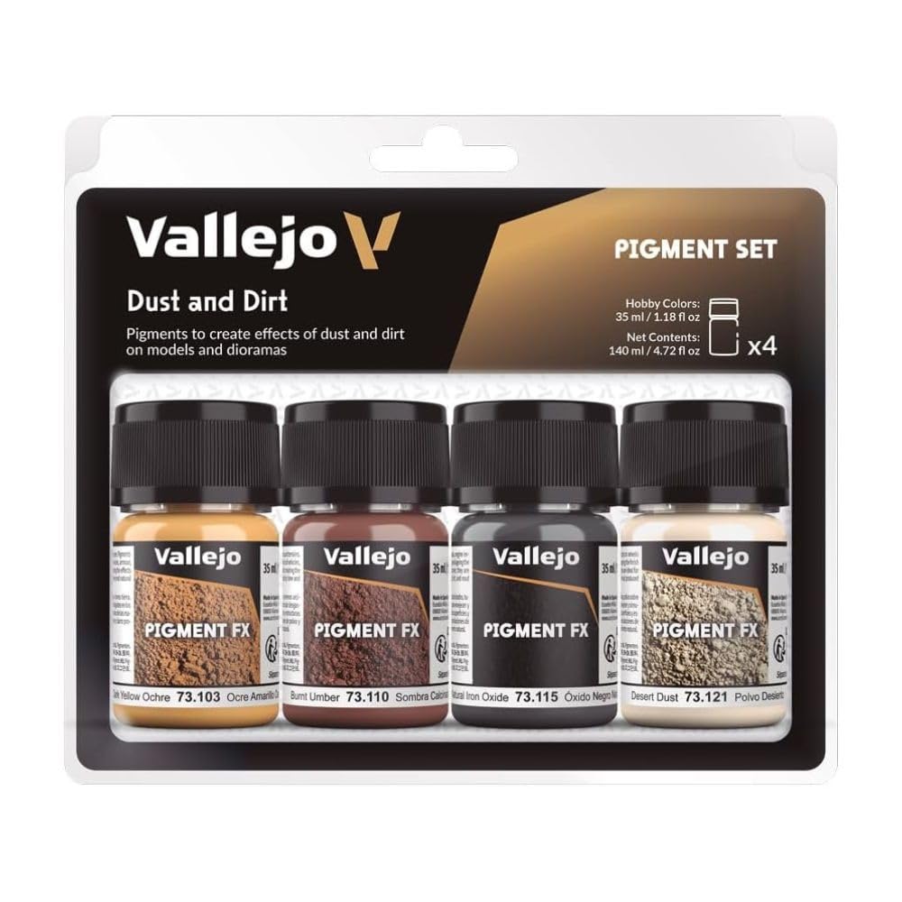 Vallejo Dust & Dirt Pigment Set - Model Building Paint, 4 x 35ml 4