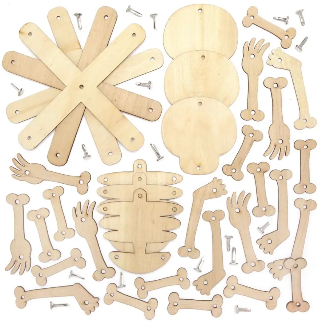Baker Ross AX245 Skeleton Wooden Puppet Craft Kit - Pack of 3 4