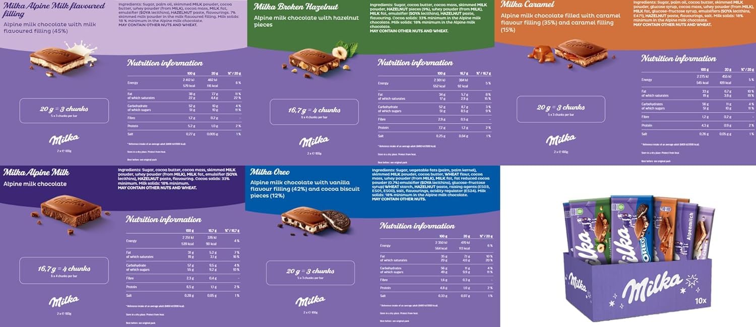 Milka Selection Gift Sharing Bulk Box - Assorted Chocolate Tablets 10 x 100g 3