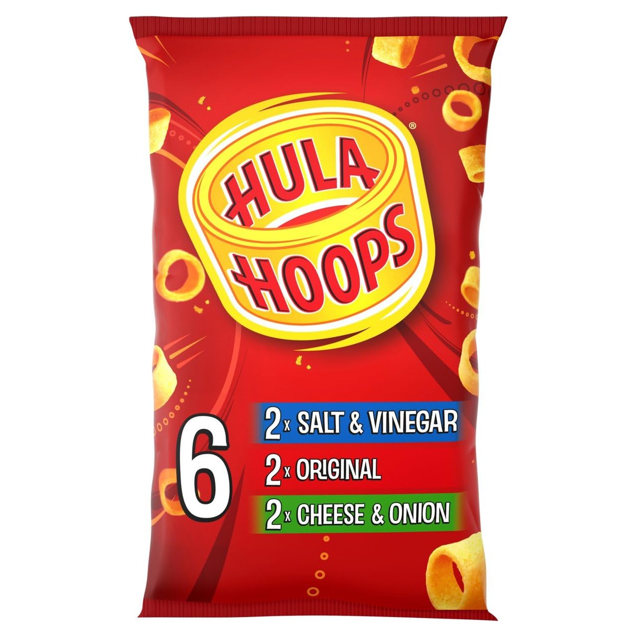 Hula Hoops Family Snack Pack - Cheese & Onion, Original, Salt & Vinegar Flavour Crisps, 144g