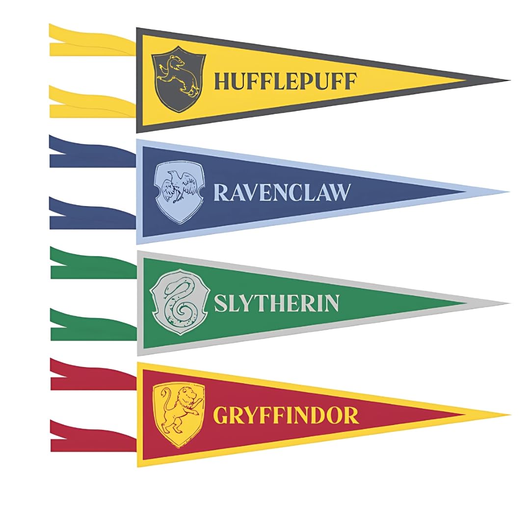 Harry Potter Fabric Pennant Banners Party Pack of 4 - Multicolor Decorations
