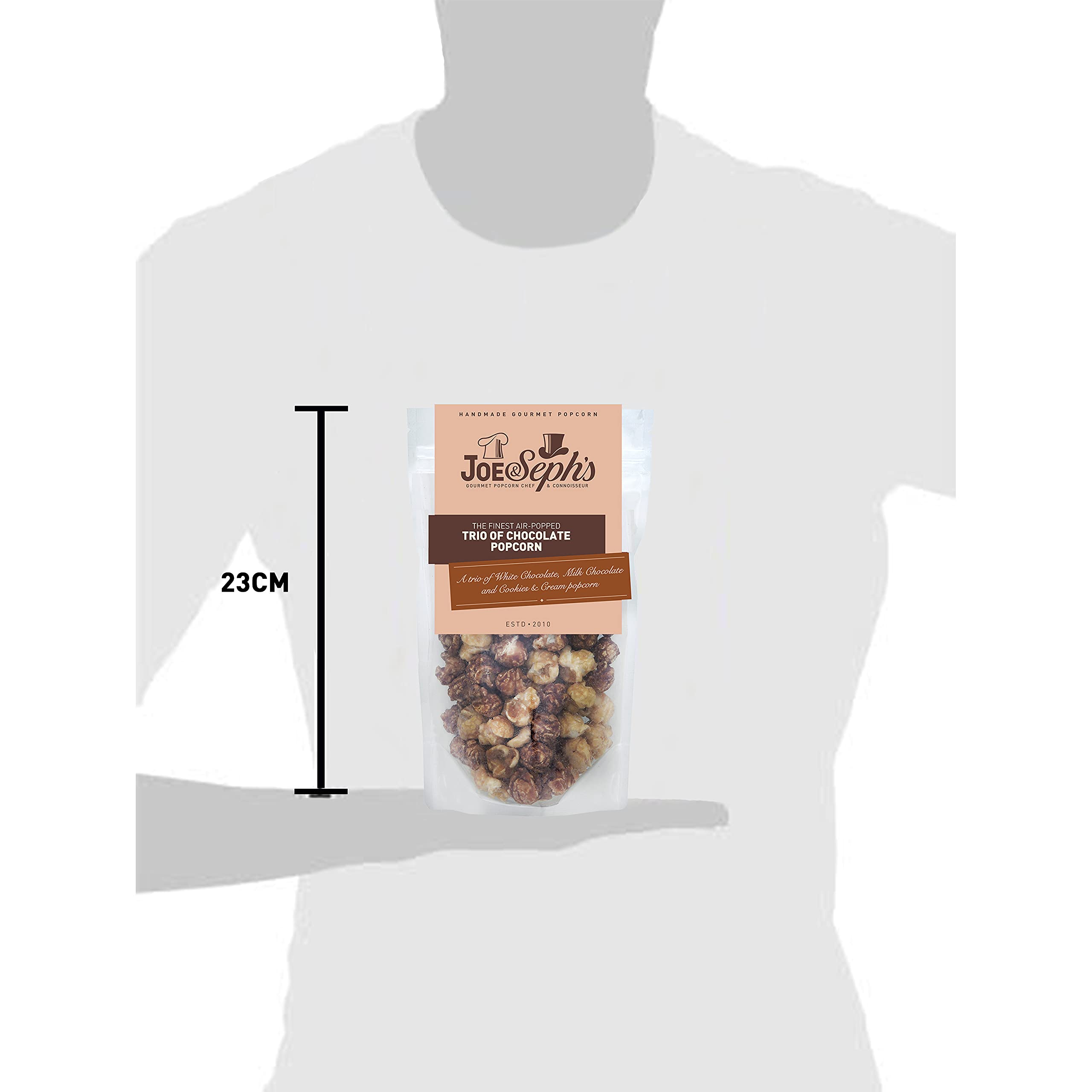 Joe & Seph's Trio of Chocolate Popcorn (4x80g) - Gourmet Air-Popped Sweet Snack