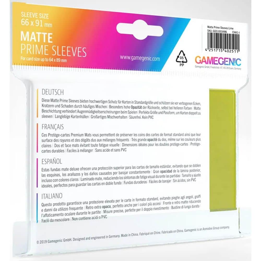 Gamegenic Matte Prime Sleeves - Durable Protection | Lime Color | 100 Pack 2