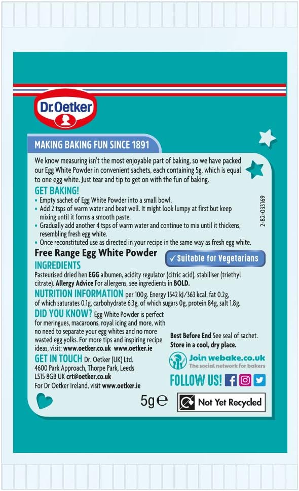 Dr. Oetker - Free Range Egg White Powder Sachets Baking Ingredient