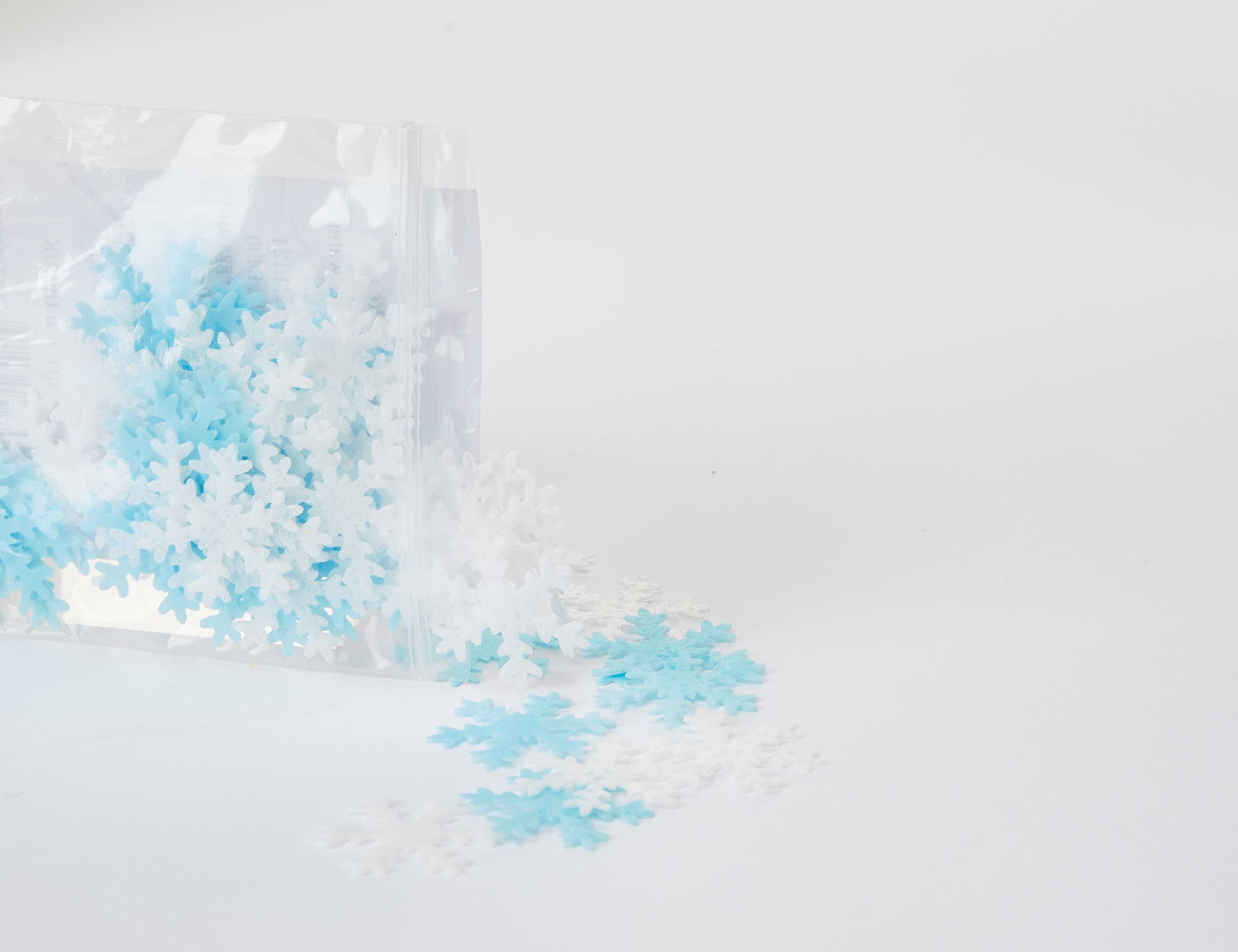 Toppercake Edible Wafer Snowflake Cake Toppers - Blue and White, 48-Piece Pack