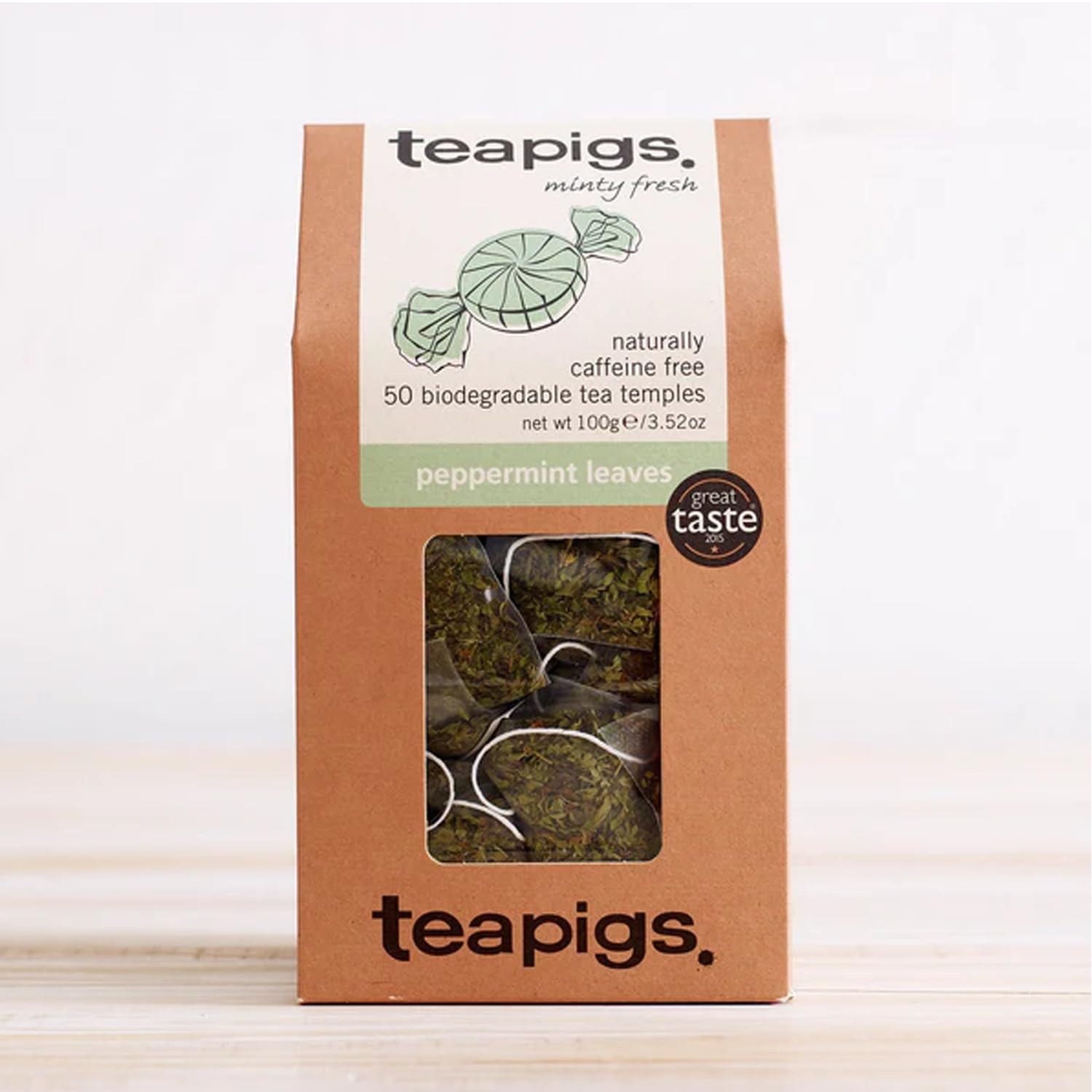 teapigs Peppermint Tea - Caffeine-Free Mint Tea Bags with Whole Peppermint Leaves - 50 Bags