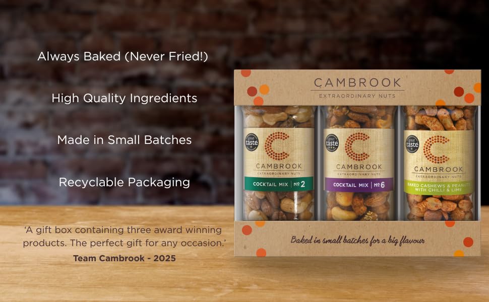 Cambrook Extraordinary Nuts - 3 Jar Gift Set with Cocktail Mix 6 (170g) & Mix 2 (175g) 2