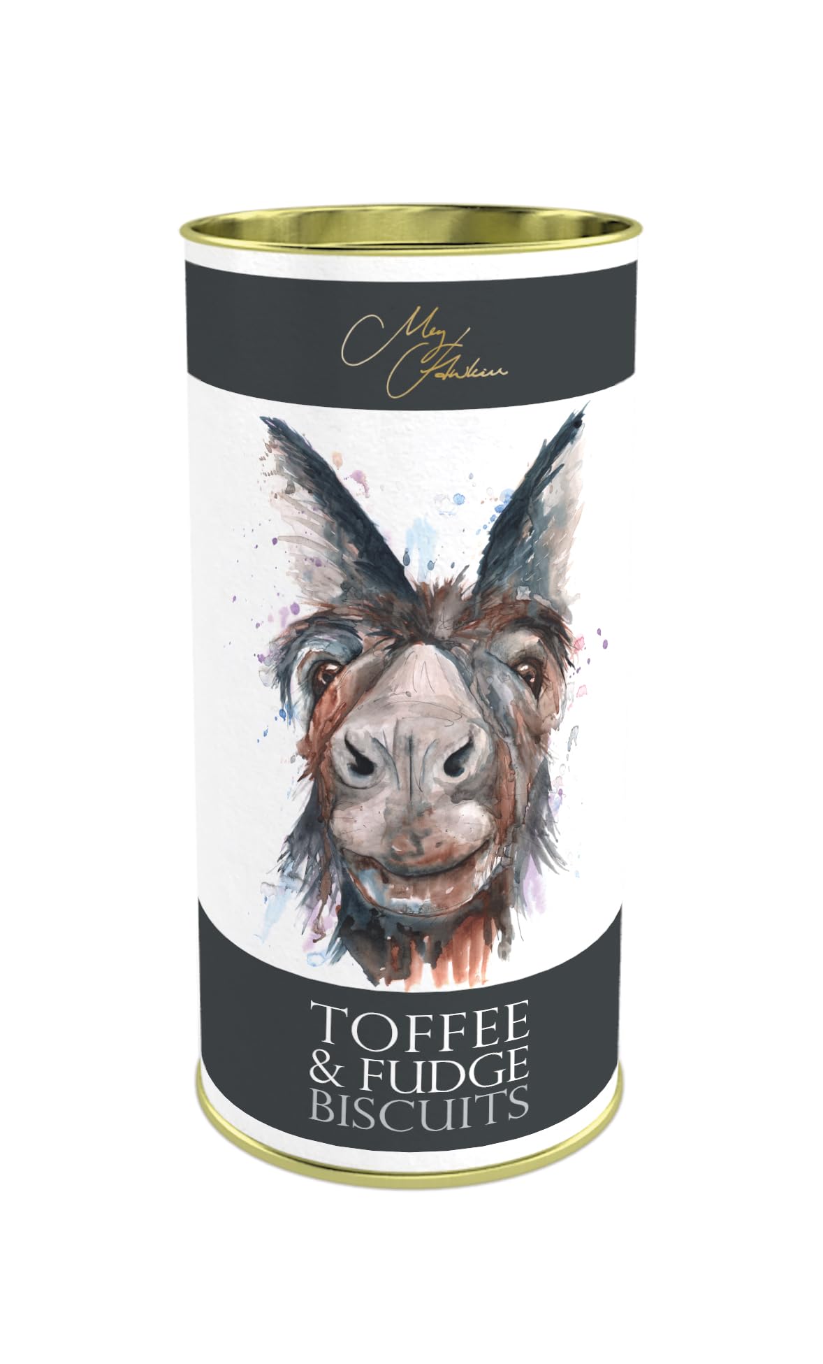 Meg Hawkins The Donkey Toffee & Fudge Biscuits - Chewy Luxurious Treats in Gift Drum, 160g