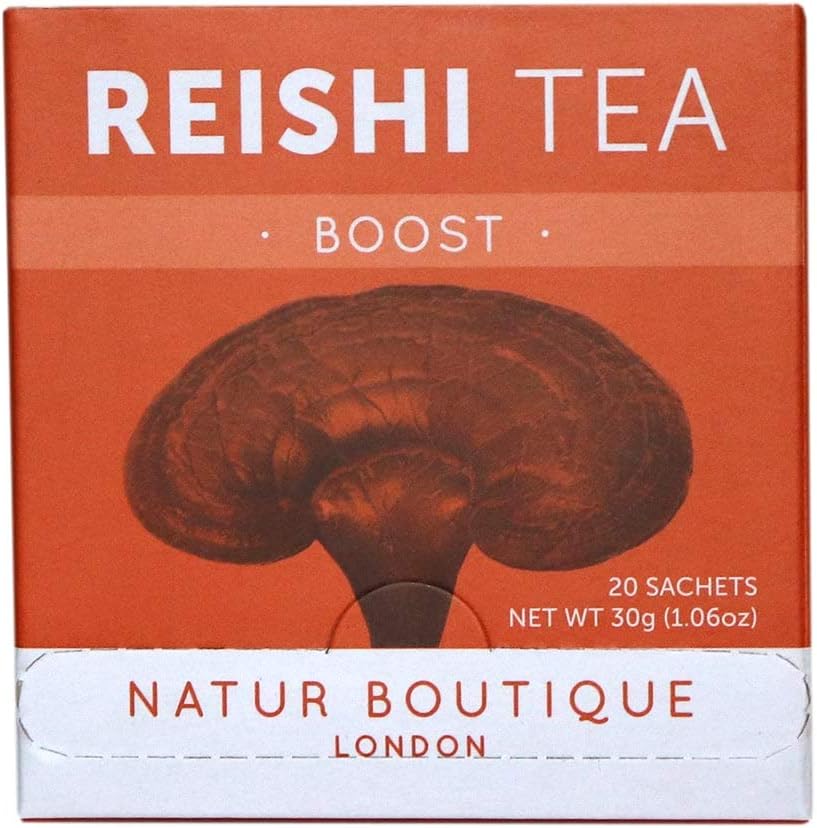 Natur Boutique Reishi Tea Sachets - 20 Count Herbal Tea with Reishi Mushroom, Star Anise, Licorice & Peppermint