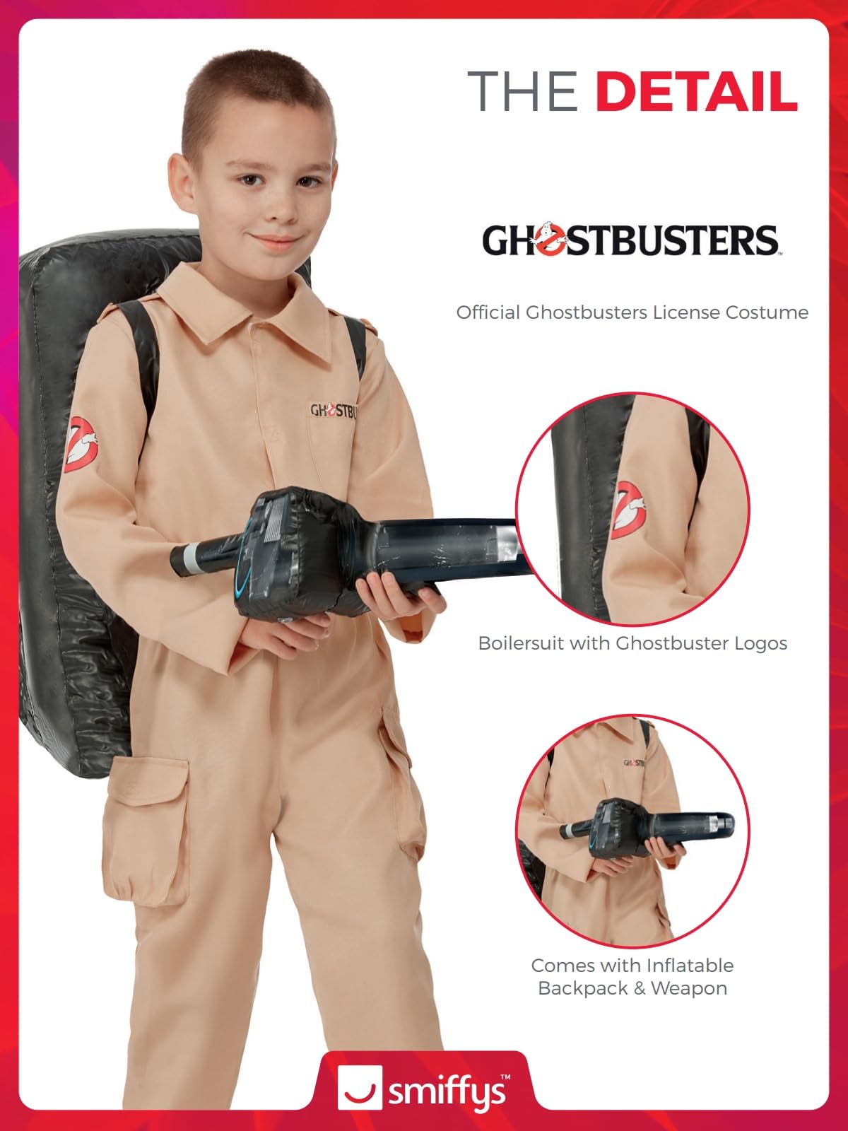 Smiffys Ghostbusters Child's Jumpsuit Costume with Inflatable Backpack 3