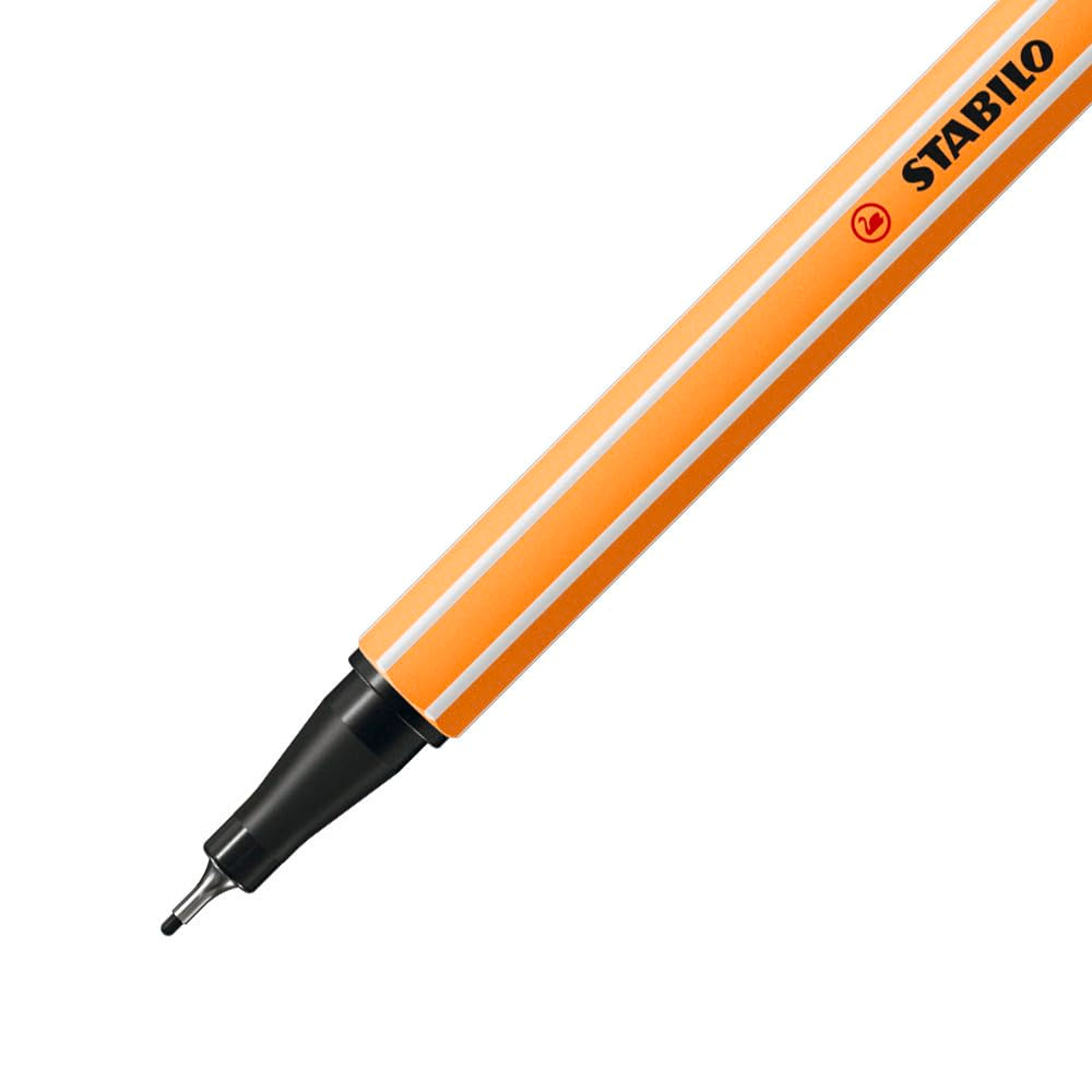 STABILO Point 88 Fineliner - 0.4mm Fine Point | Box of 10 Black Pens