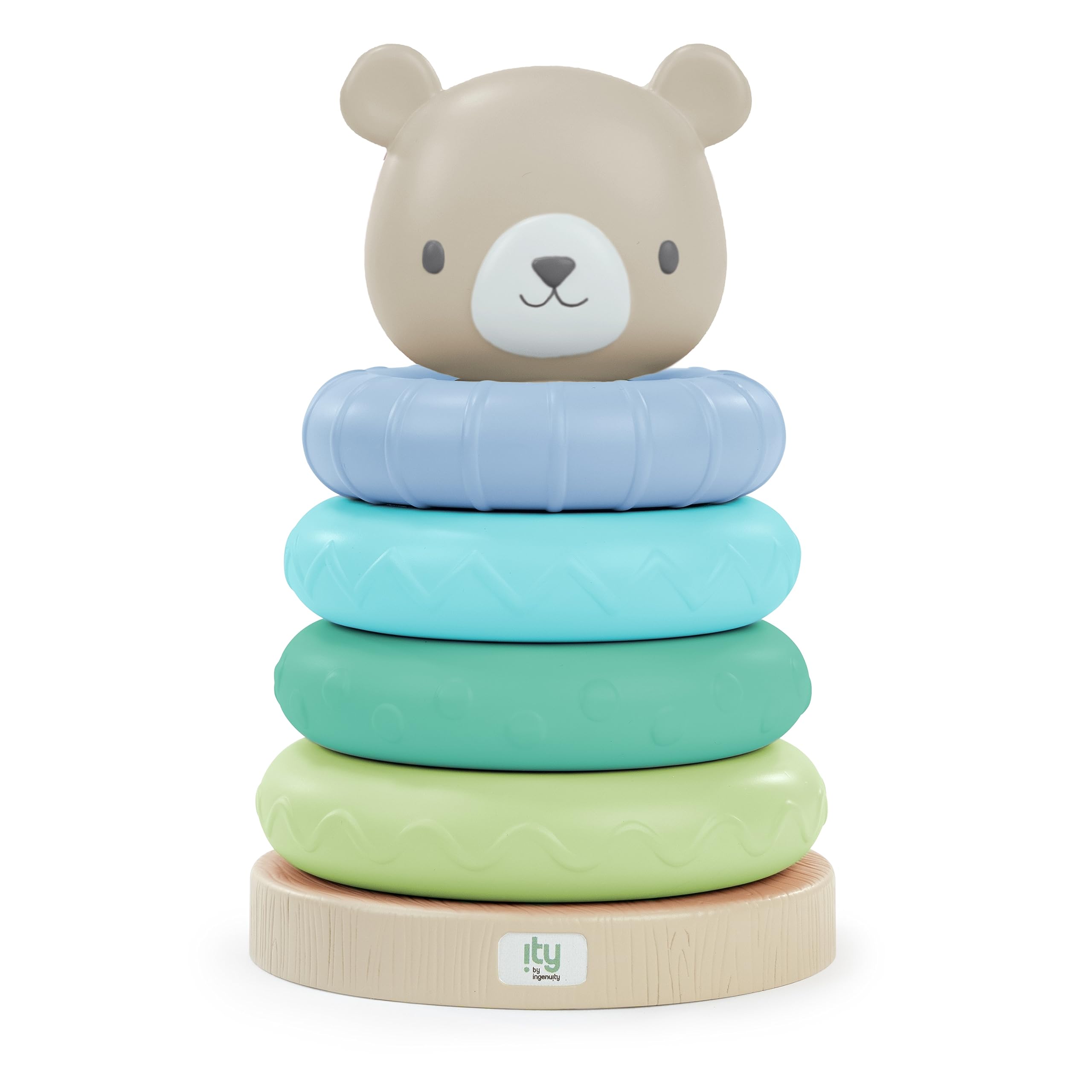 Ingenuity Cutie Stacks - Nate the Bear Stacking Toy for Ages 6 Months and Up
