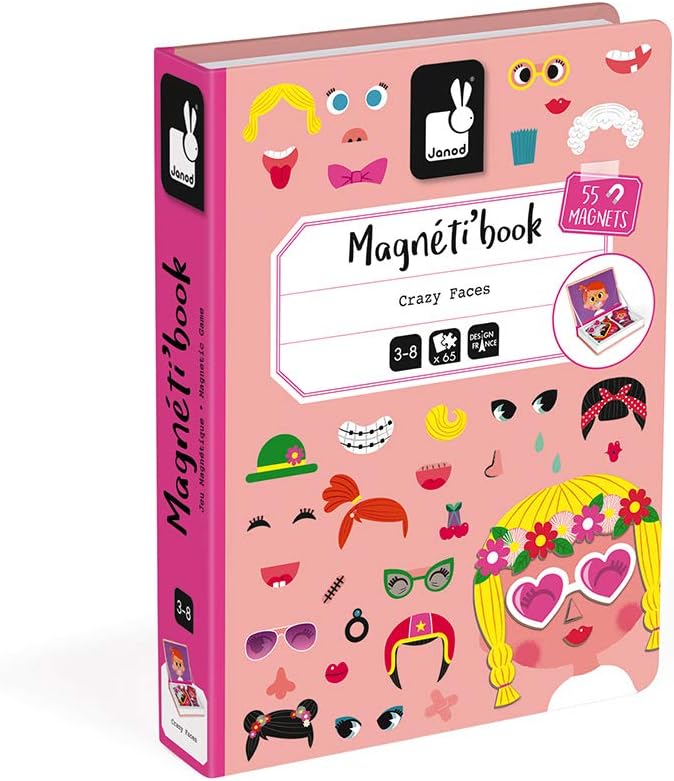 Janod Magnéti'book Girl's Crazy Faces - Magnetic Educational Game for Ages 3-8 3