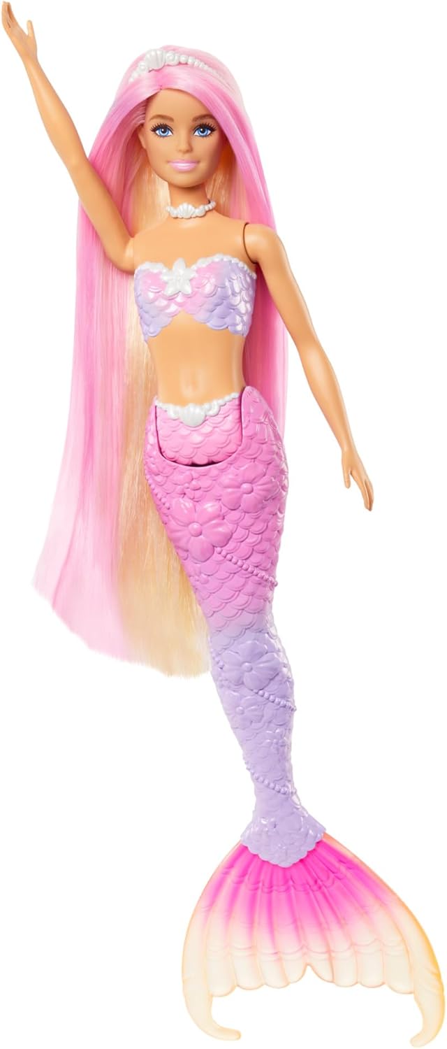 Barbie Mermaid Doll 'Malibu' with Color-Changing Hair & Dolphin - Ages 3+ 3