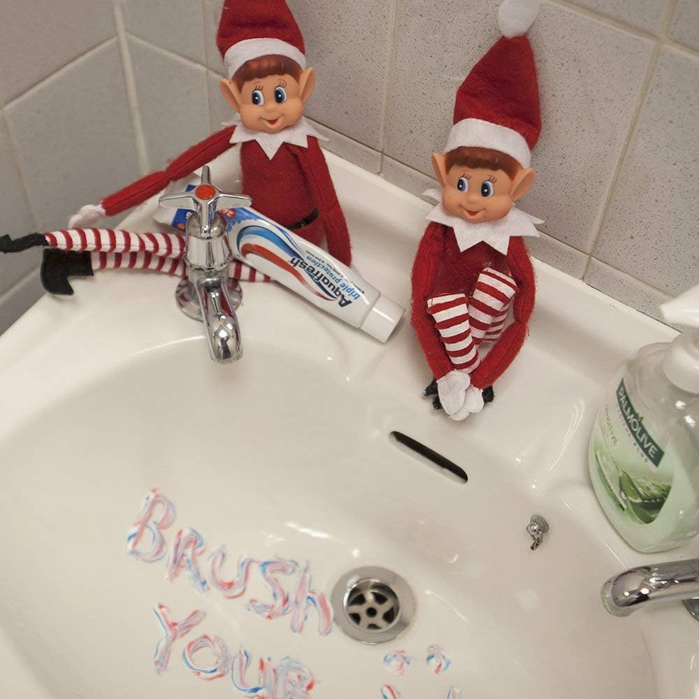 GLOW Elfie (Boy) and Elvie (Girl) Set - Naughty Christmas Elf Figures with Soft Body & Vinyl Face 3