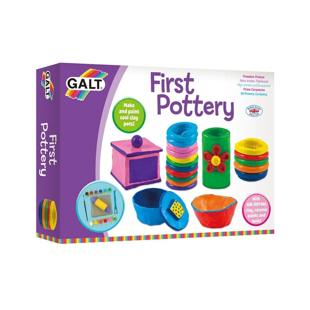 Galt First Pottery - Air Dry Clay Painting & Pottery Set for Ages 6+ | Includes 1.2kg Clay & Ceramic Paints