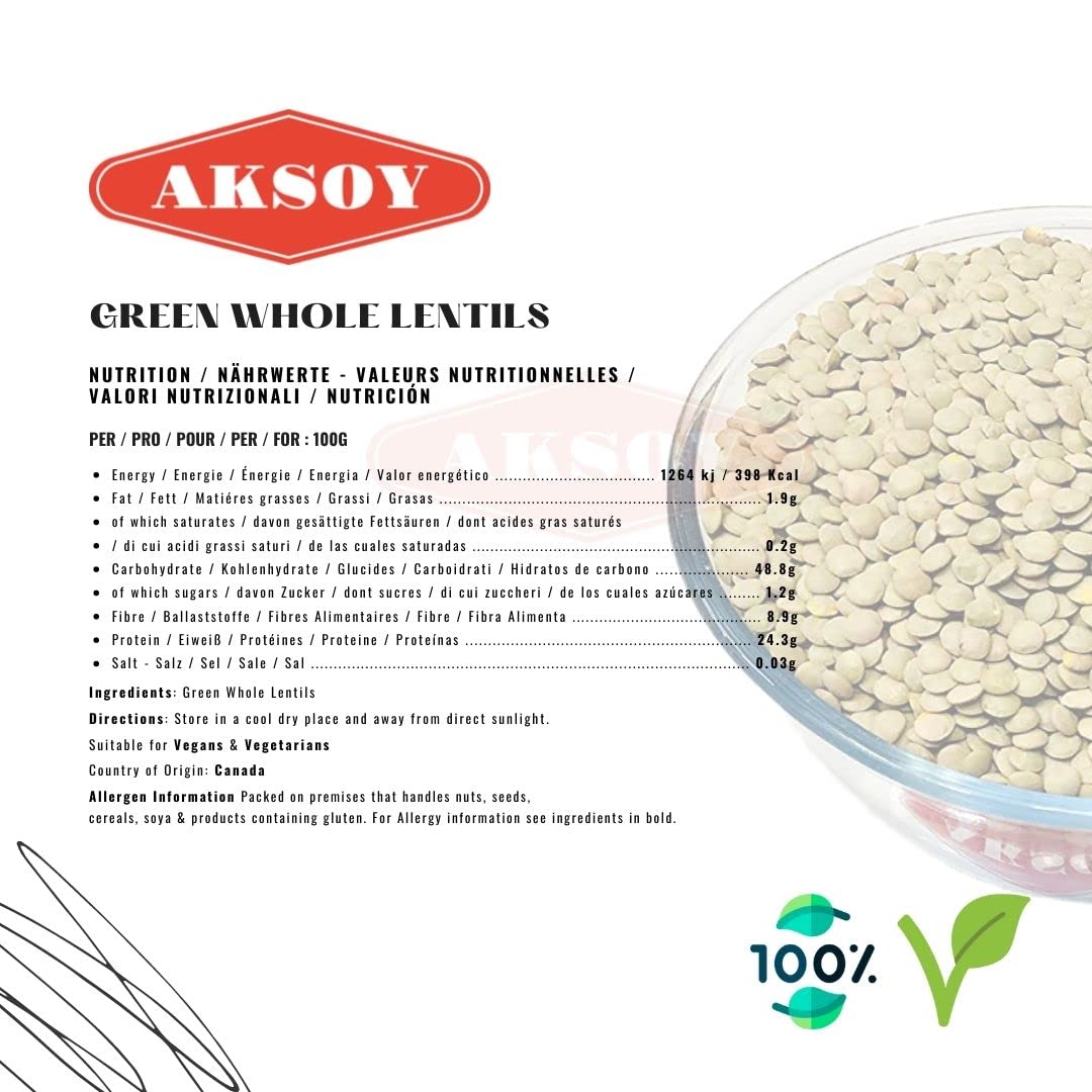 Aksoy Green Whole Lentils 1KG – High Protein, Fiber-Rich Pulses for Salads and Curries 5