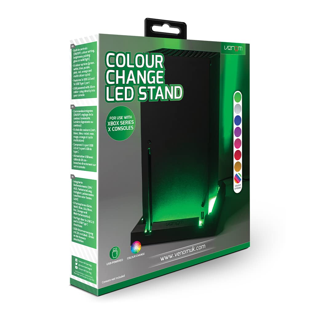 Venom Multi-Colour LED Light-up Console Stand for Xbox Series X | USB Powered | Adjustable Brightness 7