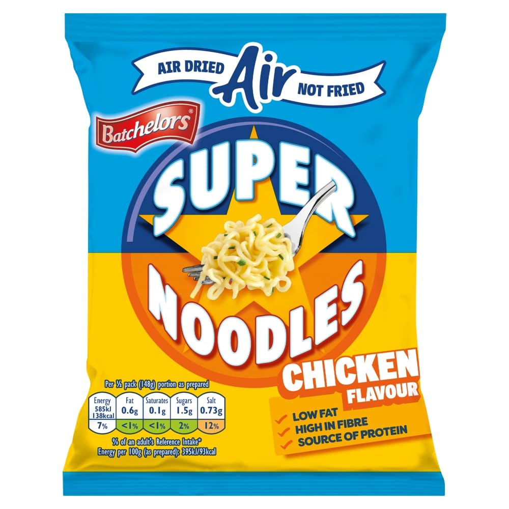 Batchelors Super Noodles Air Dried Chicken Flavour - 80g Pack (8 Count)