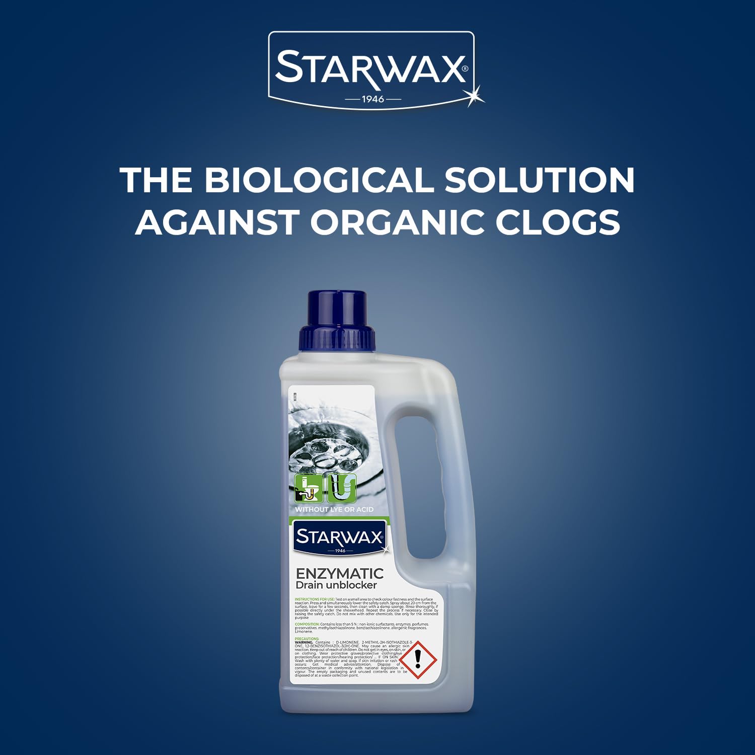 STARWAX Biological Drain Cleaner - Acid Free Unclogging for Toilets & Drains | 1 Litre 5