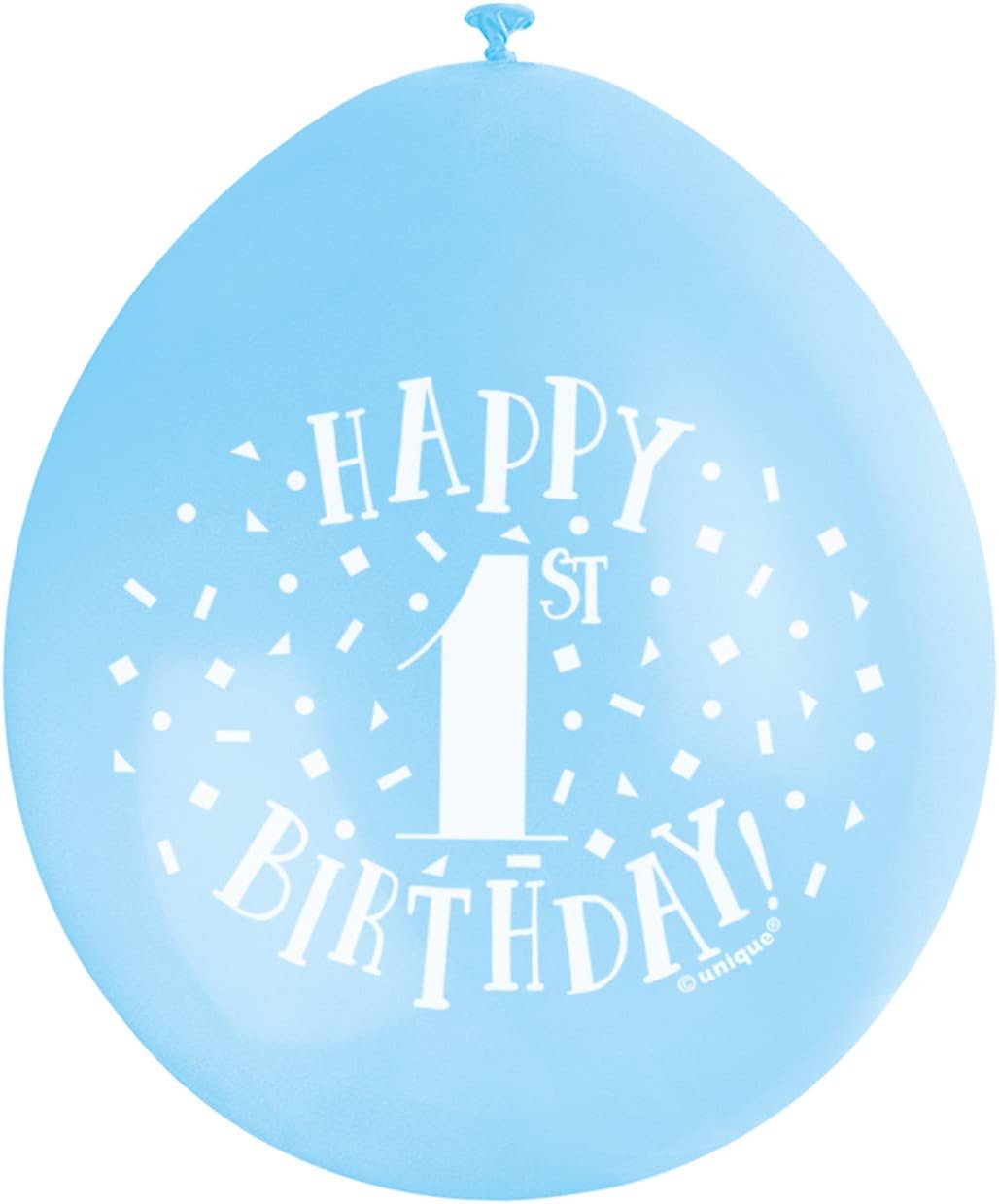 Happy 1st Birthday Blue Latex Balloons (22cm) Pack of 10 - Festive Party Decor