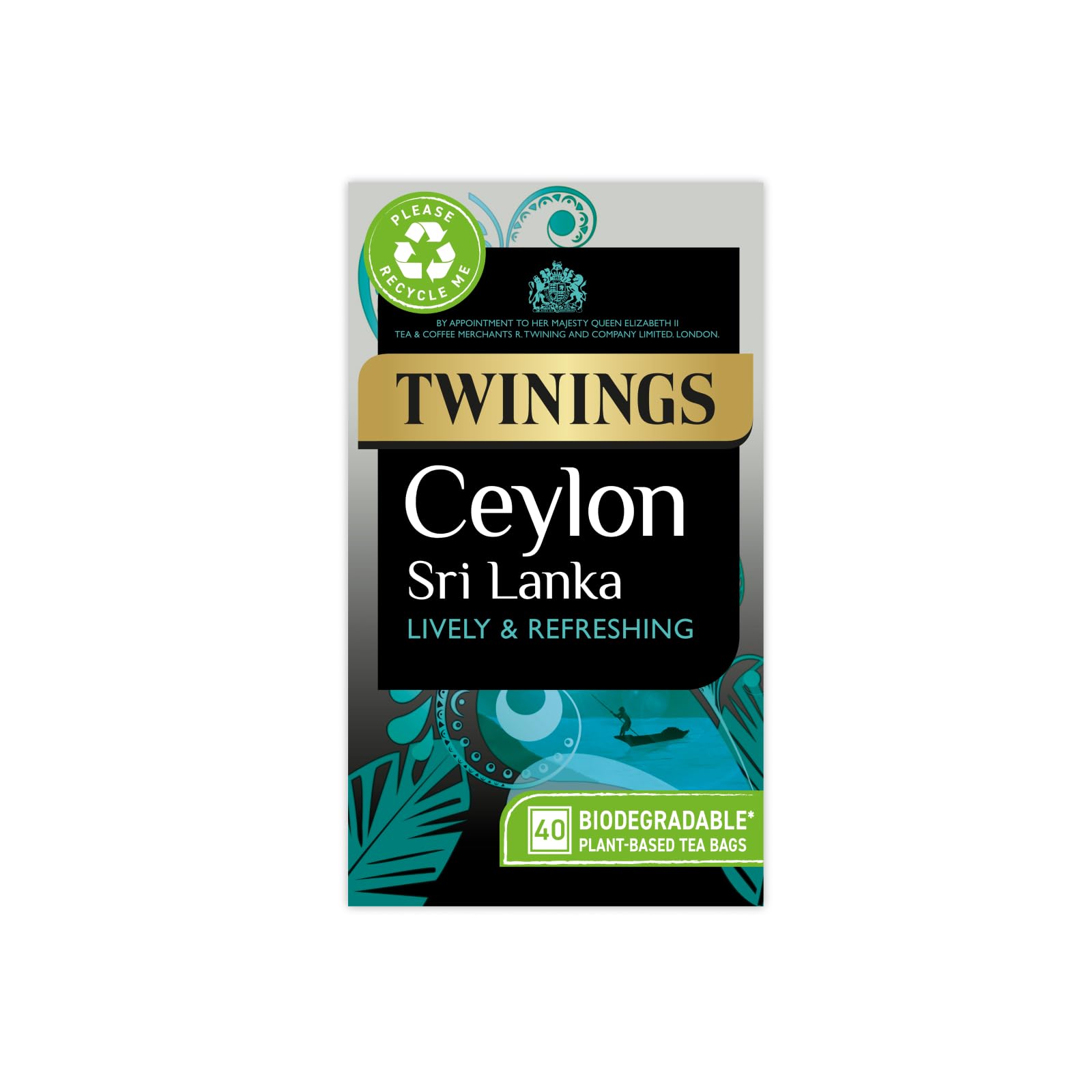 Twinings Ceylon Tea - Lively Crisp Refreshing Black Tea | 40 Teabags | Vegan | 100g 1