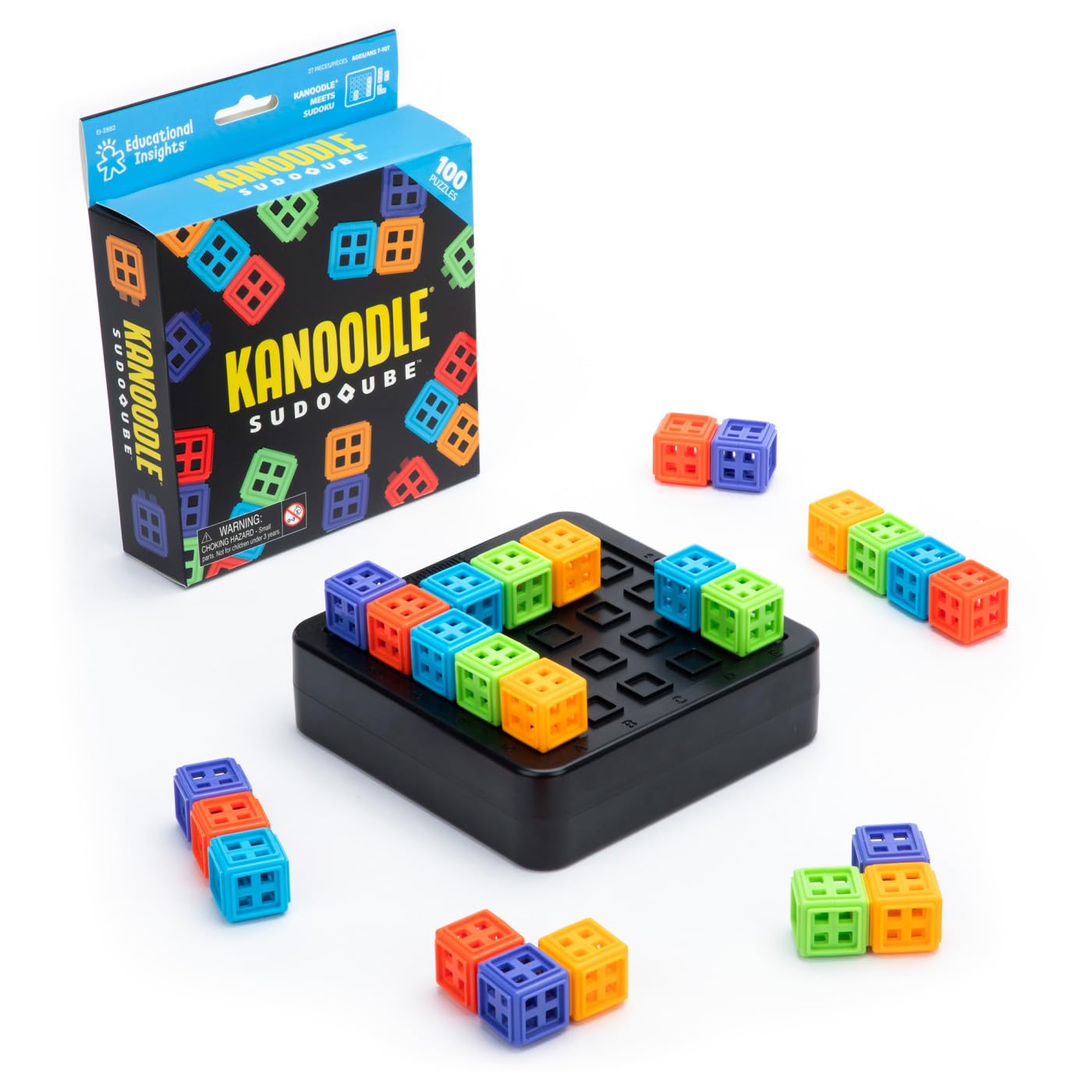 Educational Insights Kanoodle SudoQube 27-Piece Brain Teaser Puzzle | 100 Challenges | Ages 7-11