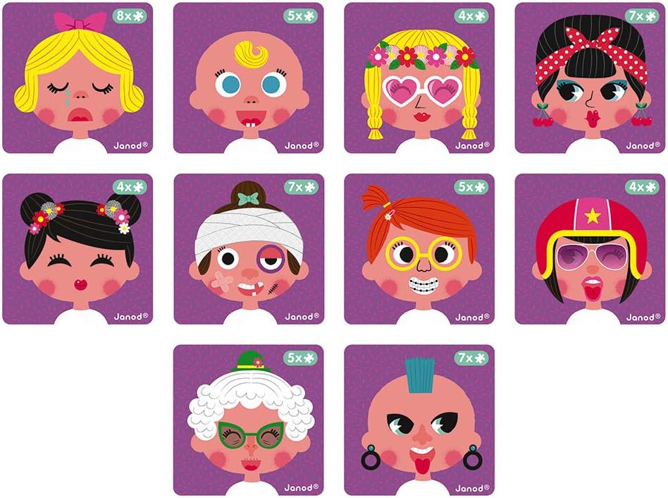 Janod Magnéti'book Girl's Crazy Faces - Magnetic Educational Game for Ages 3-8 4