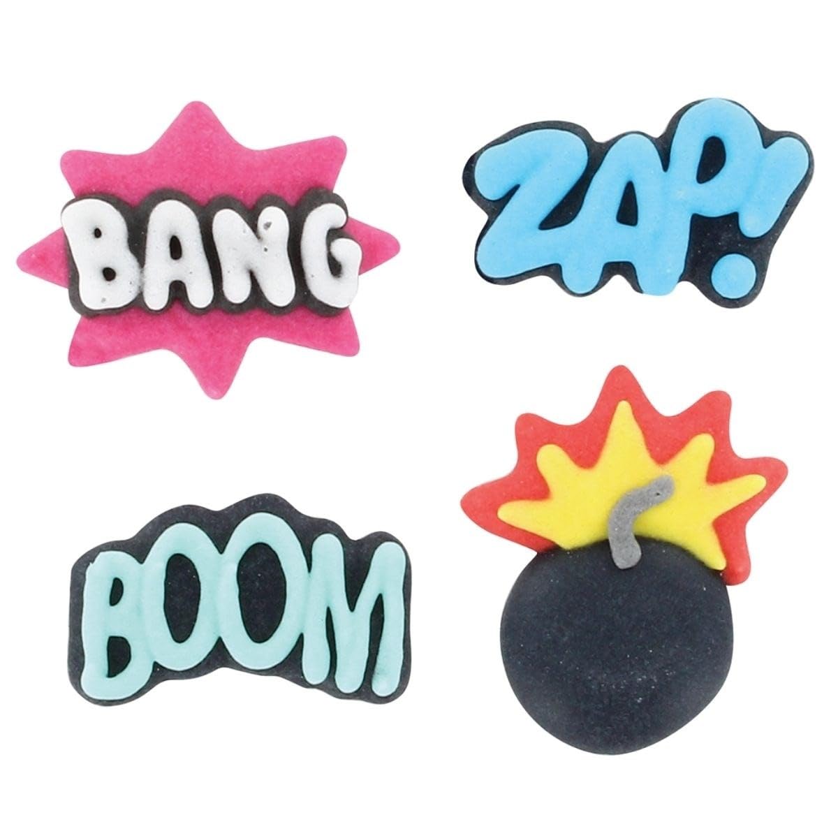Baked with Love Superhero Sugar Cupcake Toppers - 10 Piece Set | Handmade Royal Icing | 25mm