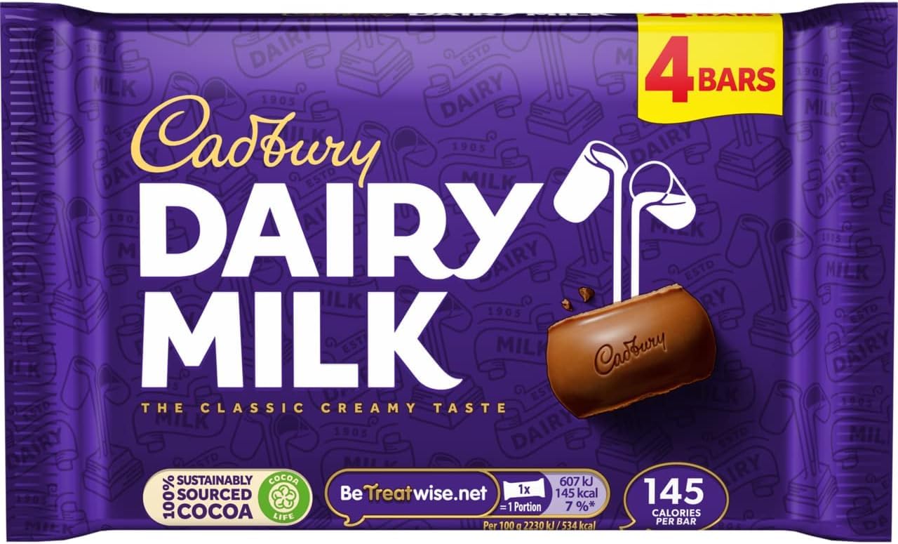 Cadbury - Dairy Milk Chocolate Bar Multipack Smooth & Creamy Milk Chocolate 108.8g