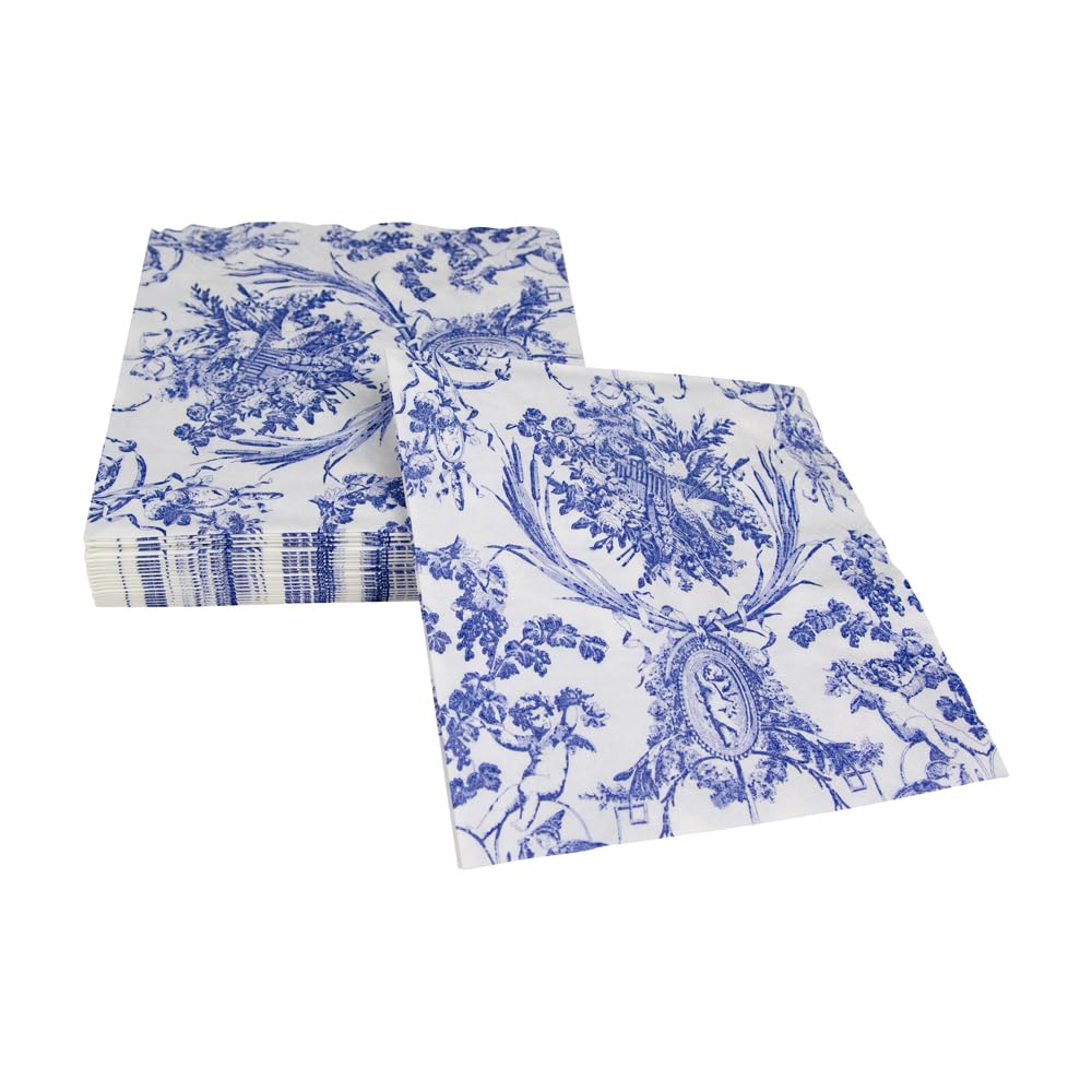 Caspari Romantic Toile Blue Luncheon Napkins - 20 Pack