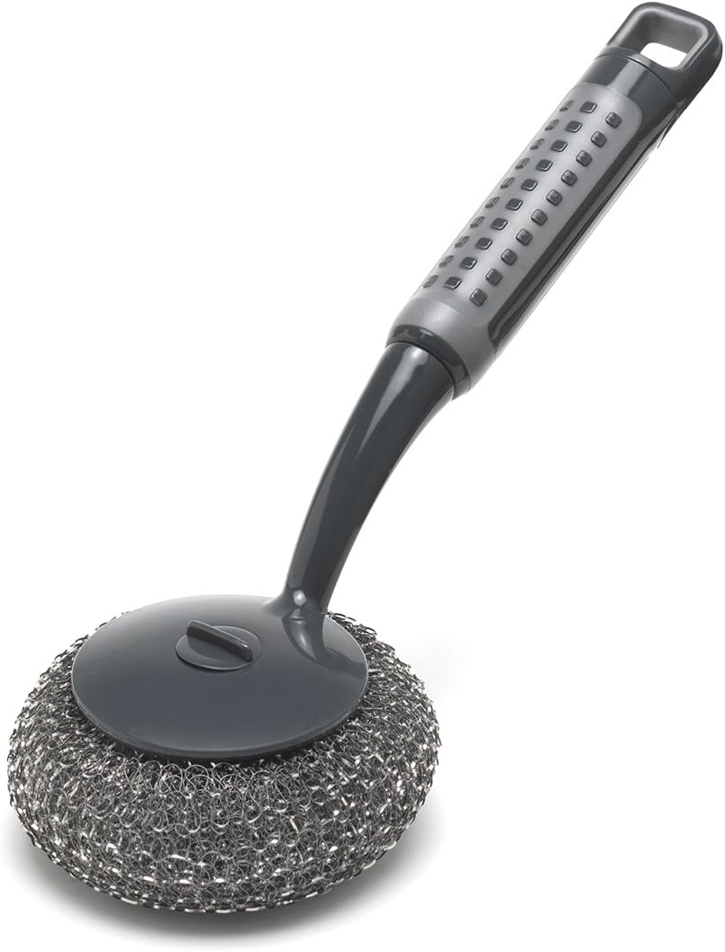Addis ComfiGrip Long Handled Washing Up Scourer Scrub Brush - Metallic Graphite