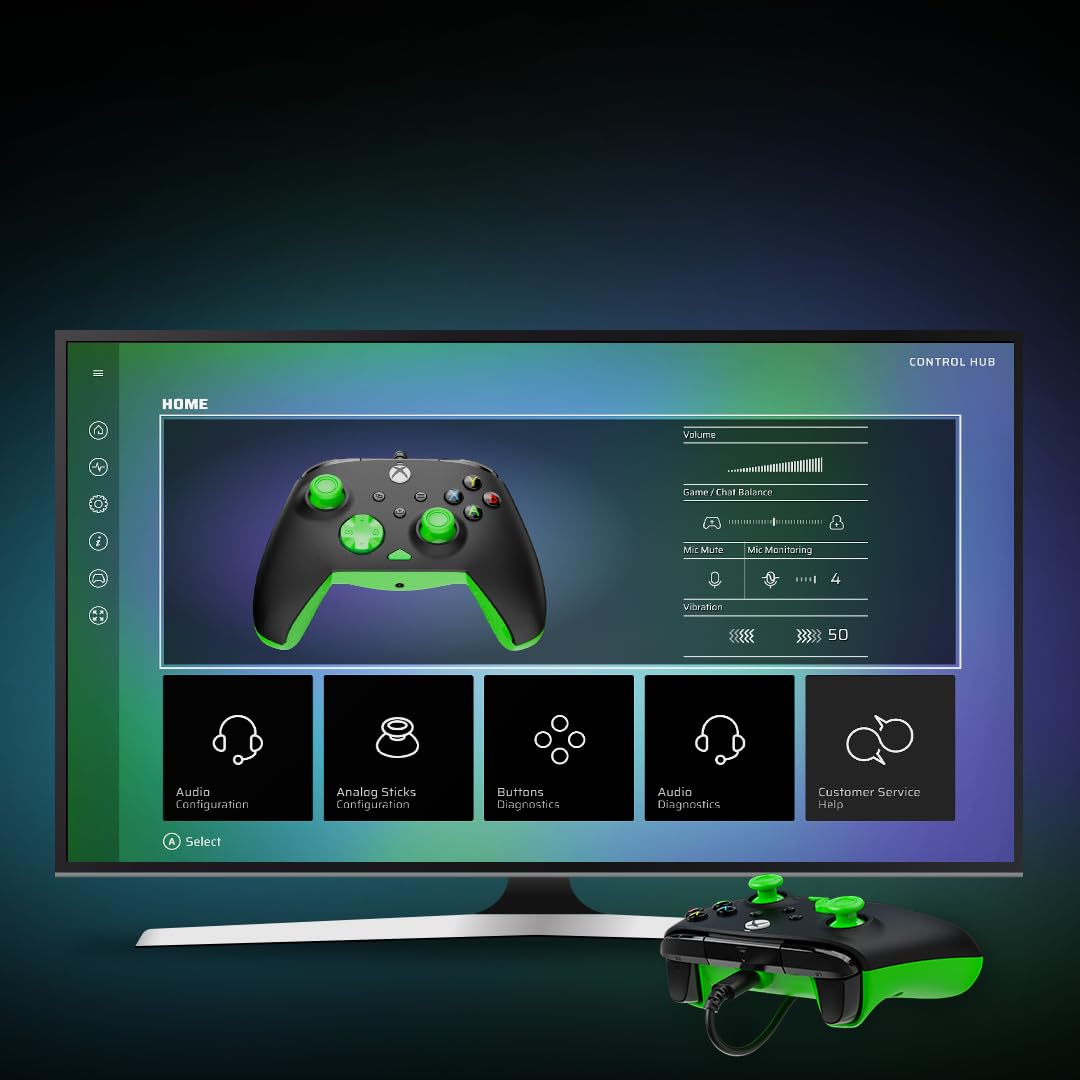 Turtle Beach Rematch Core Black and Green Wired Gaming Controller for Xbox & PC 3