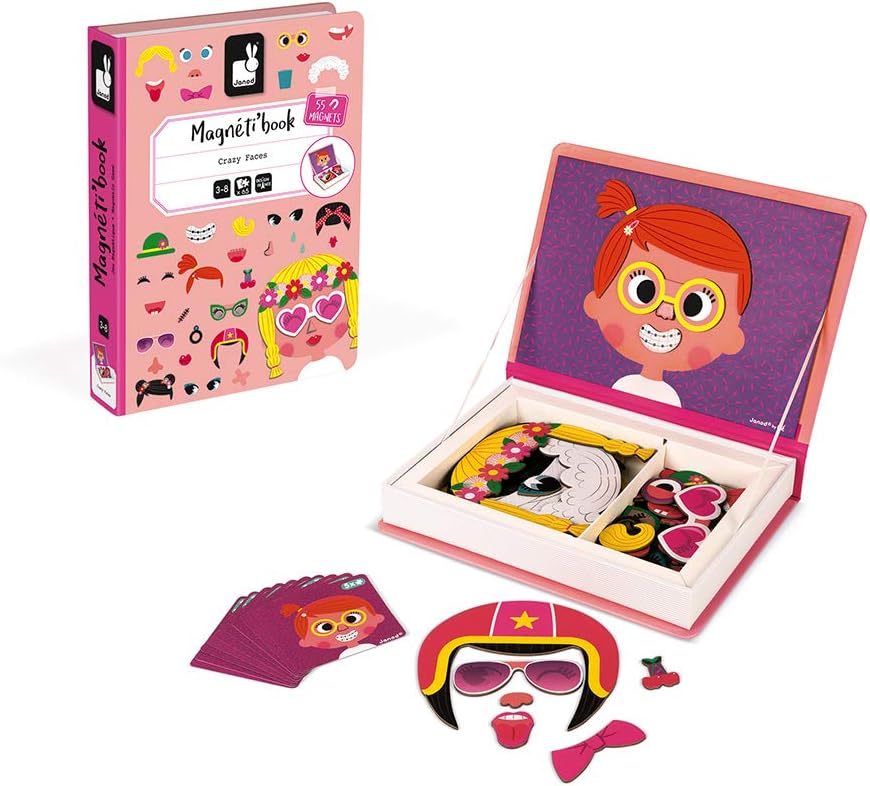 Janod Magnéti'book Girl's Crazy Faces - Magnetic Educational Game for Ages 3-8 5